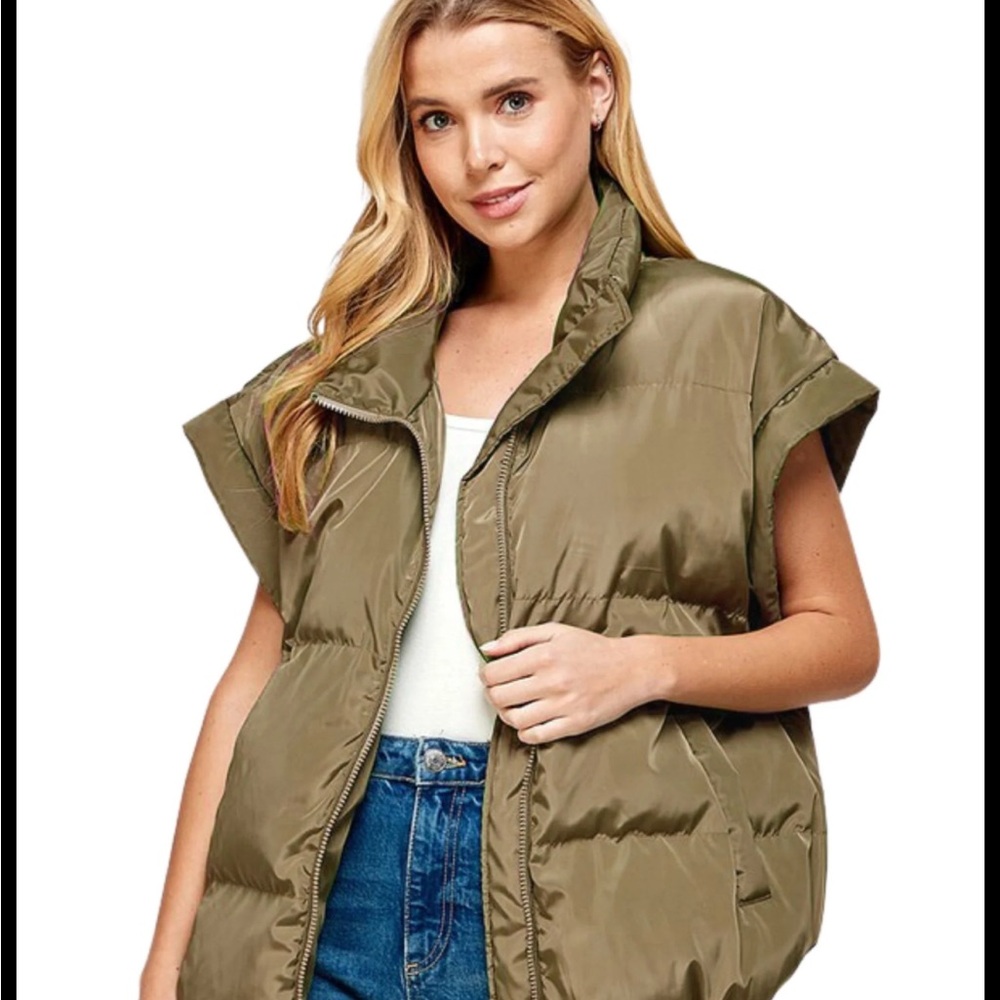 Ellison Olive Green Puffer Vest